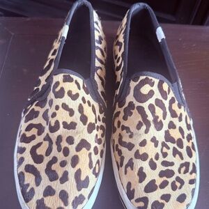kate spade/keda Leopard-Print Slip-On Sneakers in Tan and Black